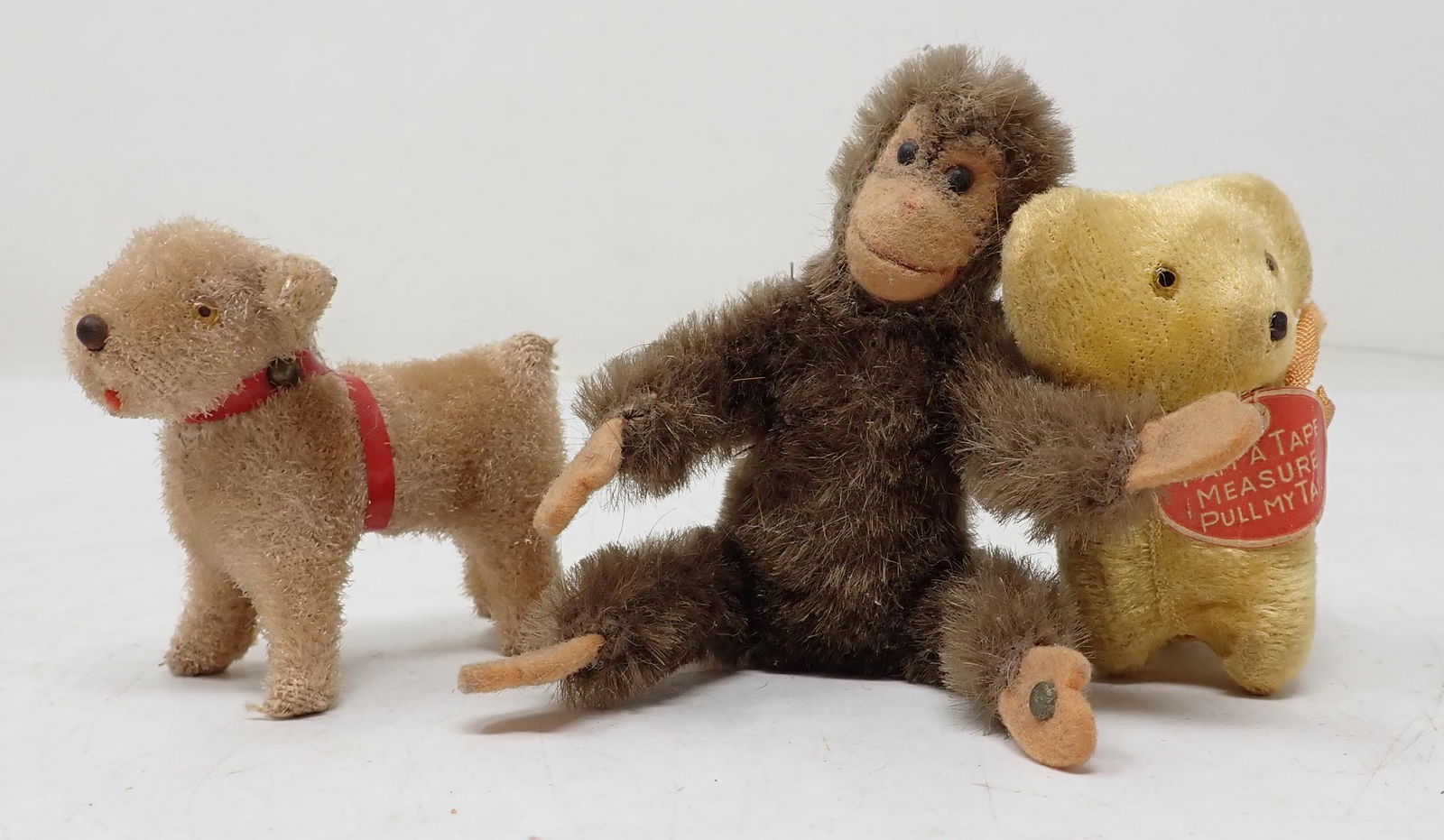 Steiff Monkey Dog Tape Measure: Monkey is approx 3" tall.