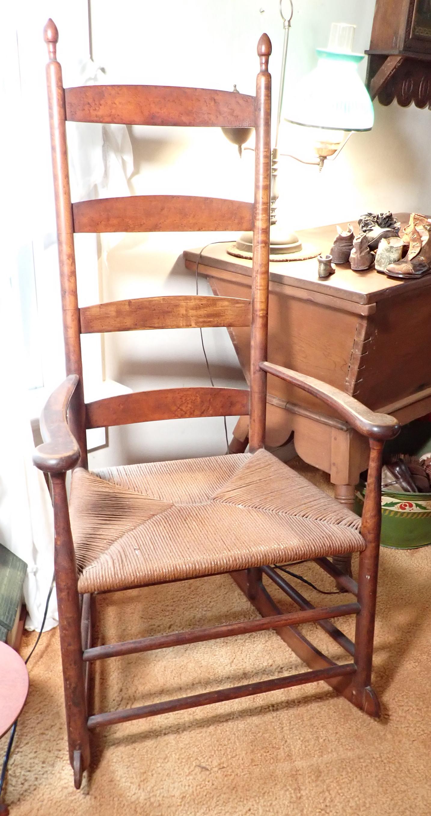 Rocker: Approx 23" wide, 15 3/4" to seat, 15 1/2" deep and 45 1/2" tall. NO SHIPPING