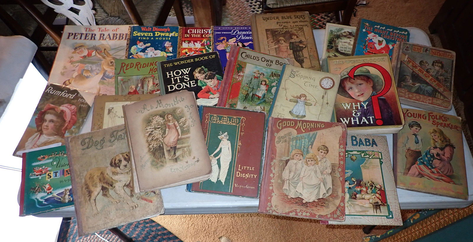 Antique & Vintage Childrens Books: Getting all on table