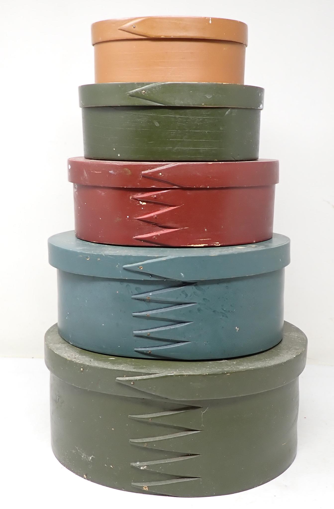 5 Oval Lidded Shaker Style Boxes (1 of 3)
