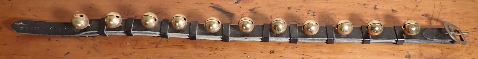 Brass Sleigh Bells on Leather Strap (1 of 3)