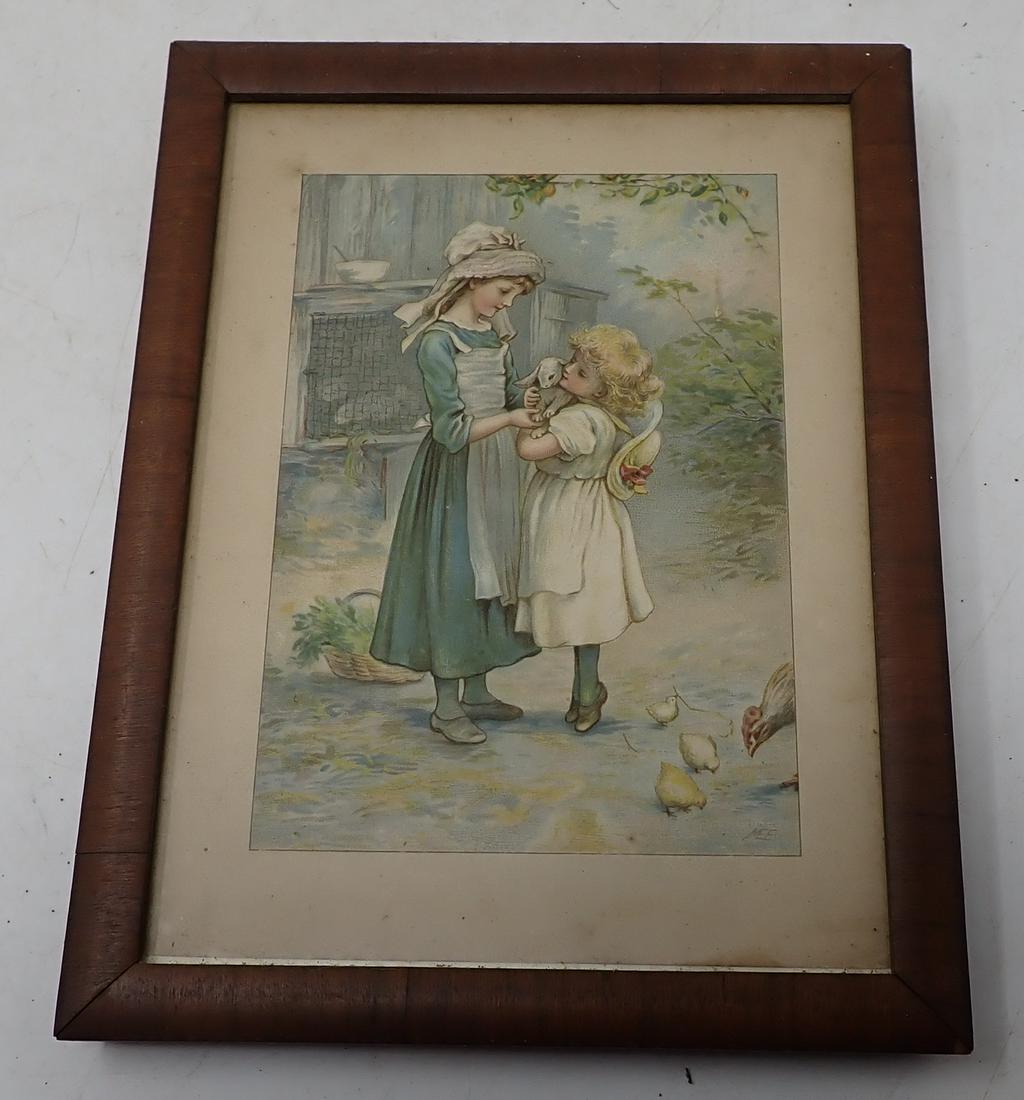 Little Girls w/ Rabbits & Chicks signed MEE (1 of 3)