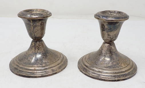 Gorham 661 Sterling Silver Candle Holders: These are weighted. Approx 3 7/8" in diameter and 3 3/4" tall