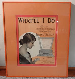 Words & Music Irving Berlin Framed Sheet Music: Approx 16" x 19"