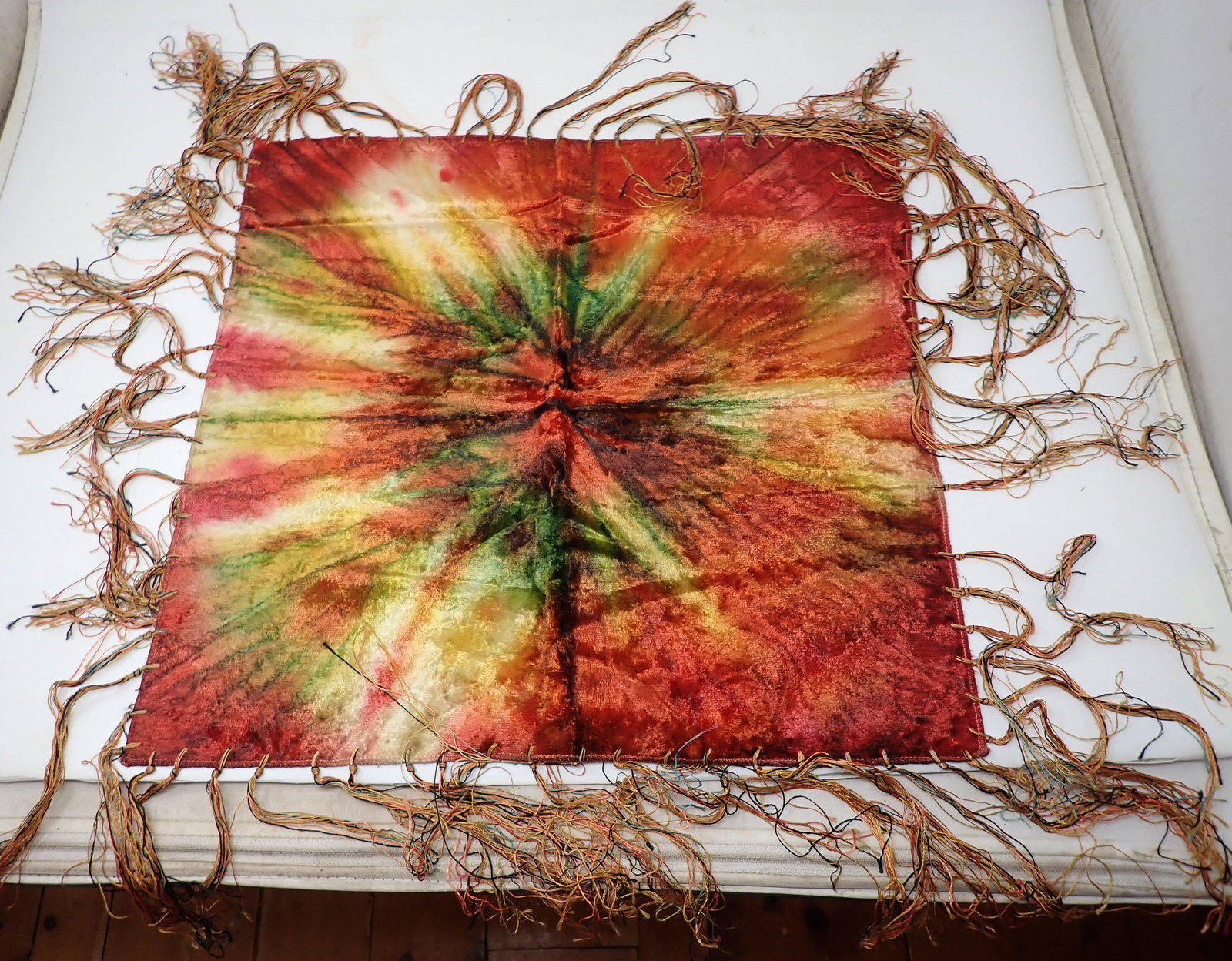 2 Textile Doilies: First one pictured is approx 16 1/2" x 16 1/2" and other one is approx 12" x 32"