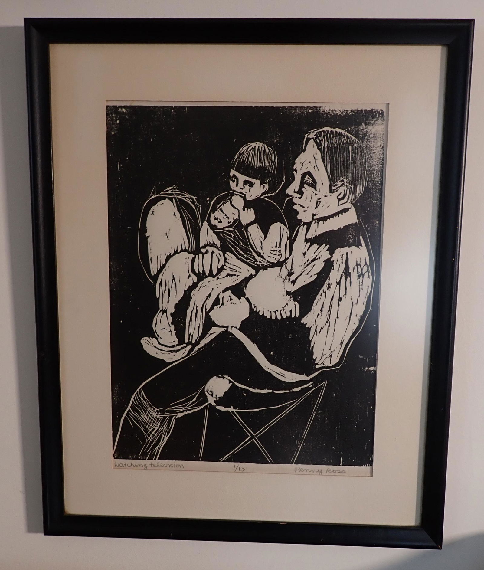 Penny Ross #1 of 15 Pen & Ink Watching Television (1 of 4)