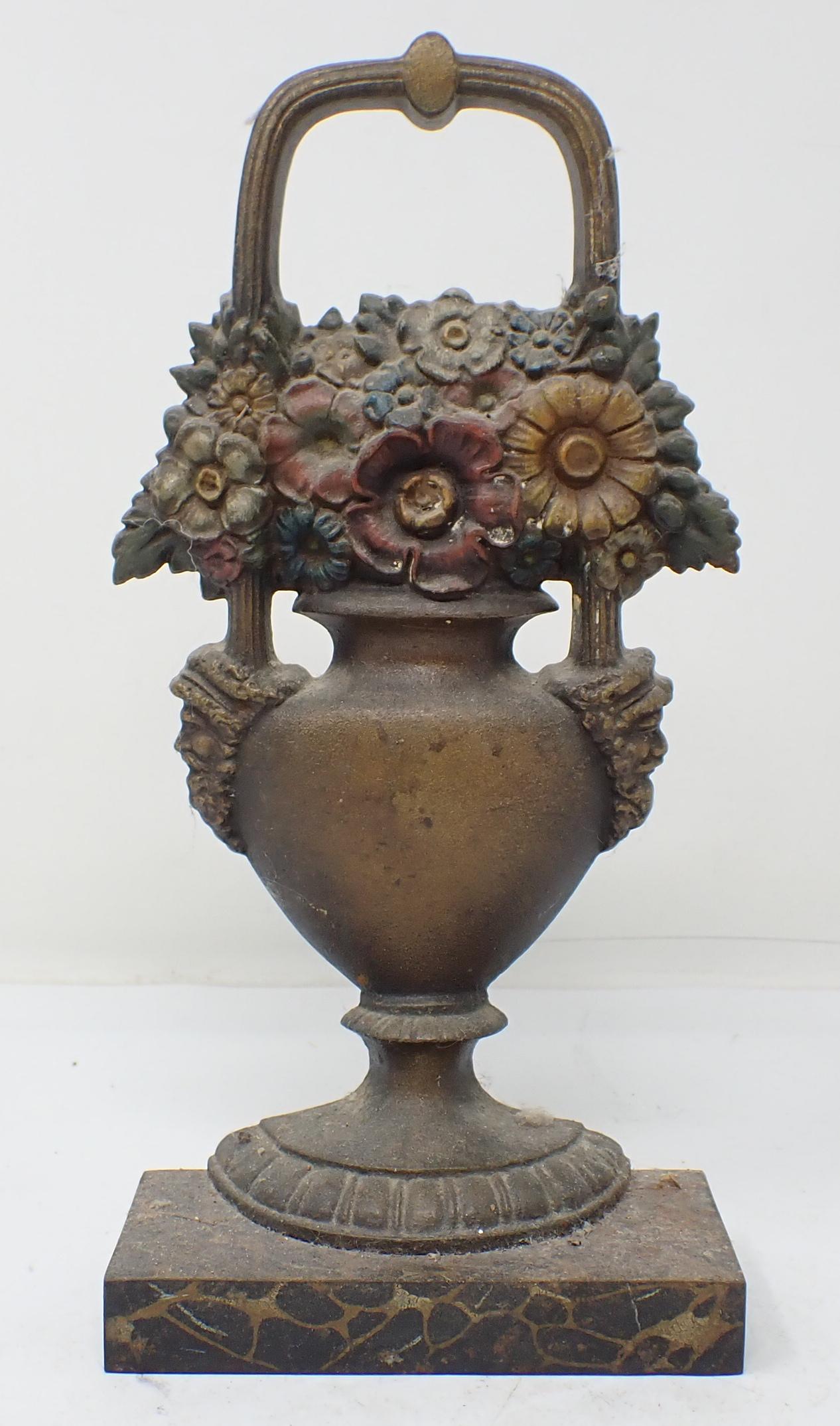 Cast Iron Floral Bouquet Doorstop: Approx 5" x 10" tall