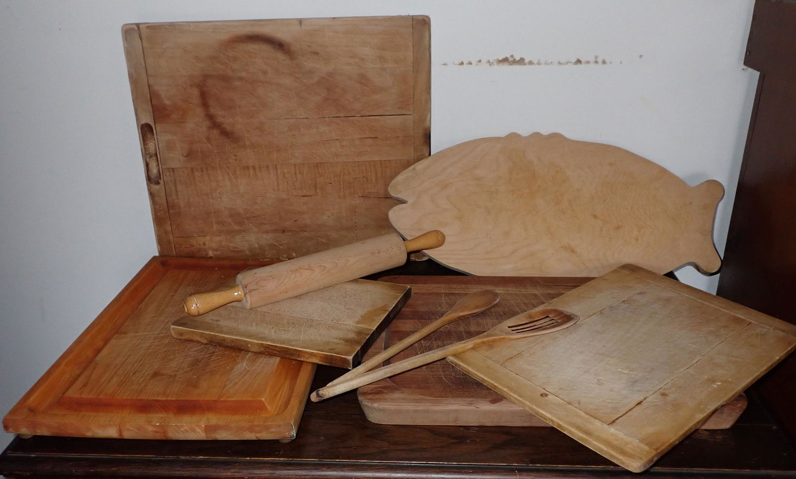 Cutting Boards Rolling Pin Woodenware: Largest is approx 14 1/2" x 16 1/2"