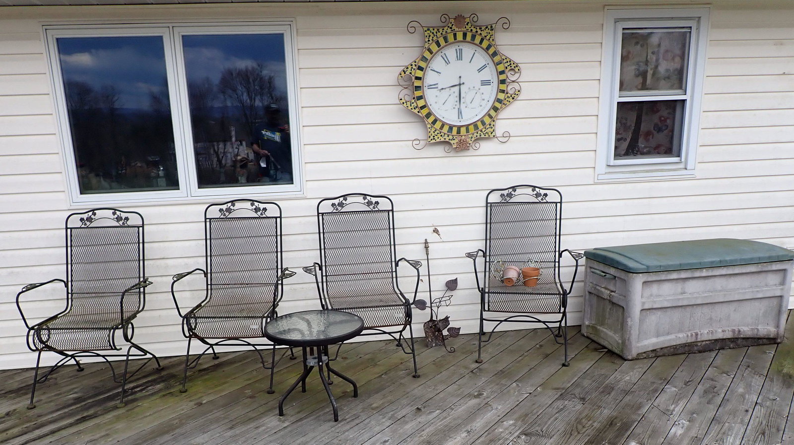 Metal Patio Chairs Storage Box Thermometer (1 of 6)