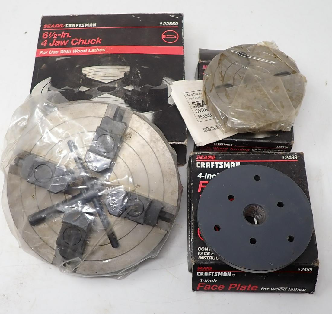 Craftsman Wood Lathe 4 Jaw Chuck & Face Plates (1 of 1)