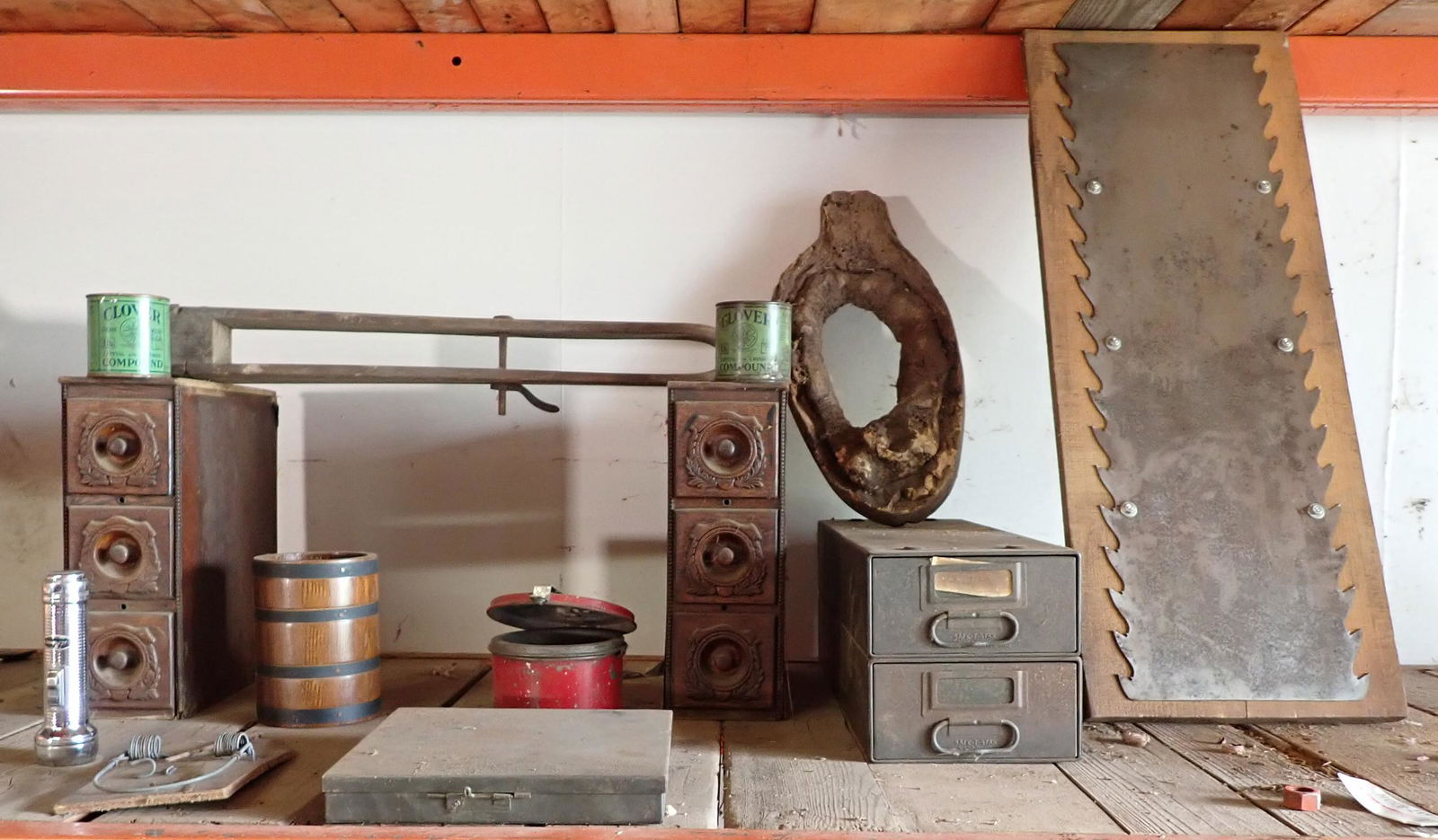 Vintage Industrial Stool Parts Bins Bandsaw Blade (1 of 8)