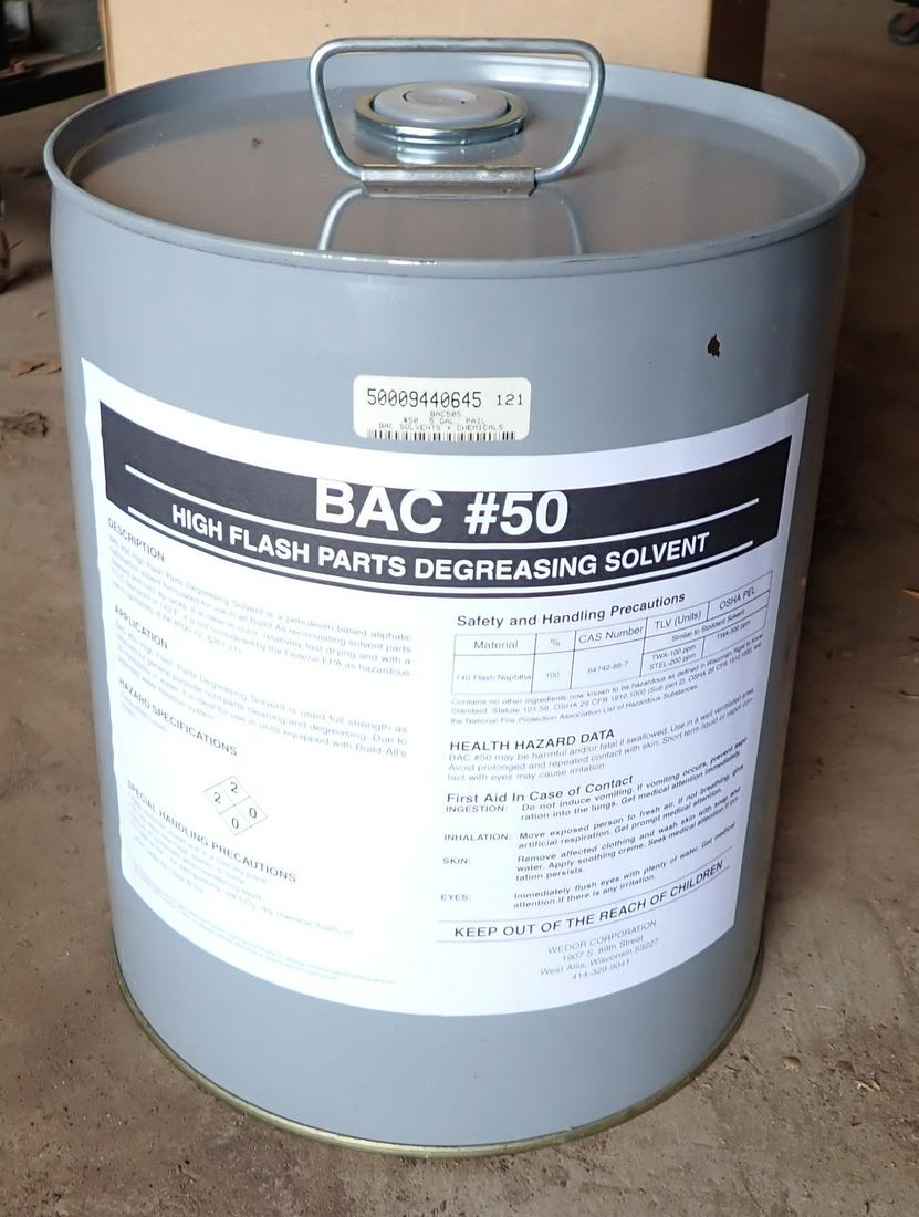 BAC #50 High Flash Parts Degreasing Solving: 5 gallon can. NO SHIPPING