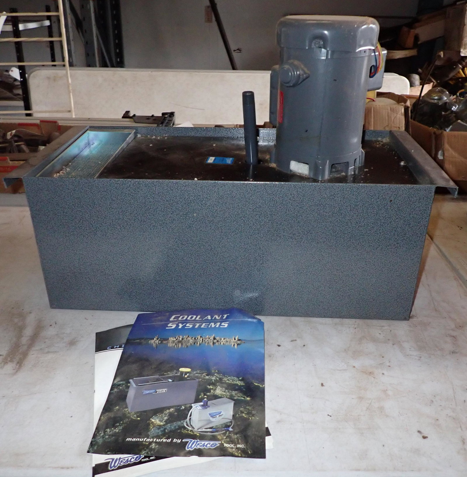 Wesco Coolant System Tank w/ Baldor 1/3hp Motor: Model 1025 . Tank is apprx 12" x 27" x 9 3/4" tall. NO SHIPPING !