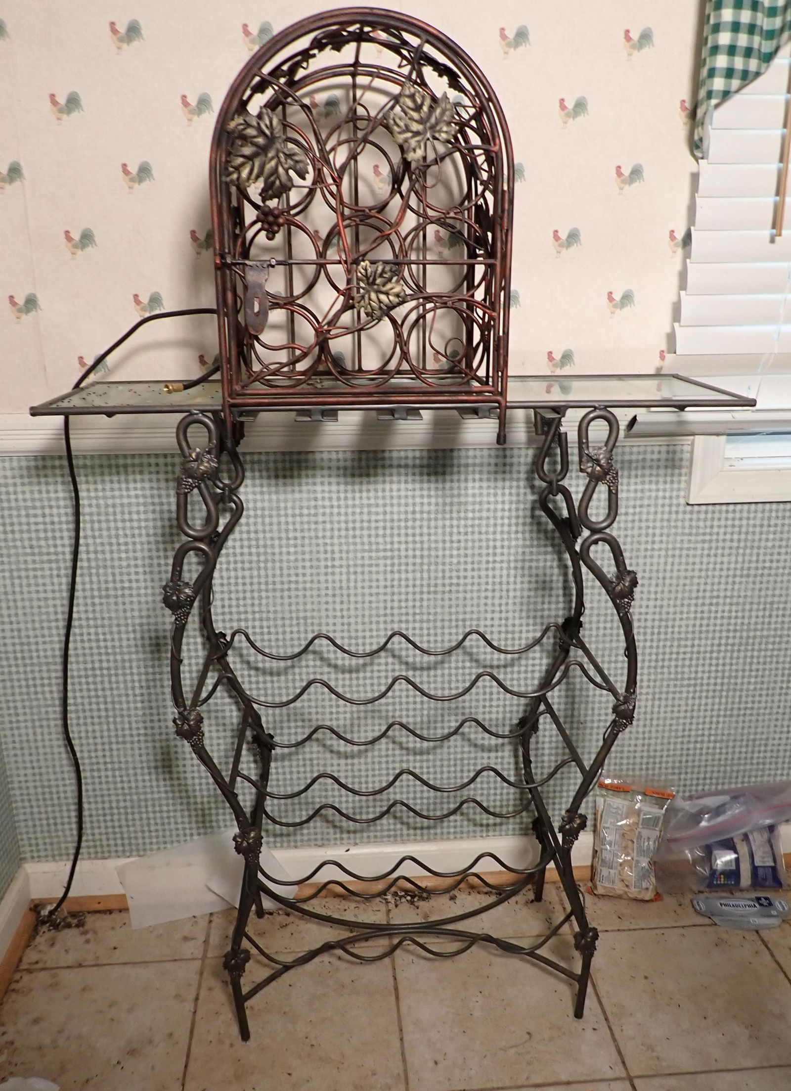 2 Metal Wine Racks: Largest is approx 11 1/2" x 33 1/2" x 36" tall. NO SHIPPING !