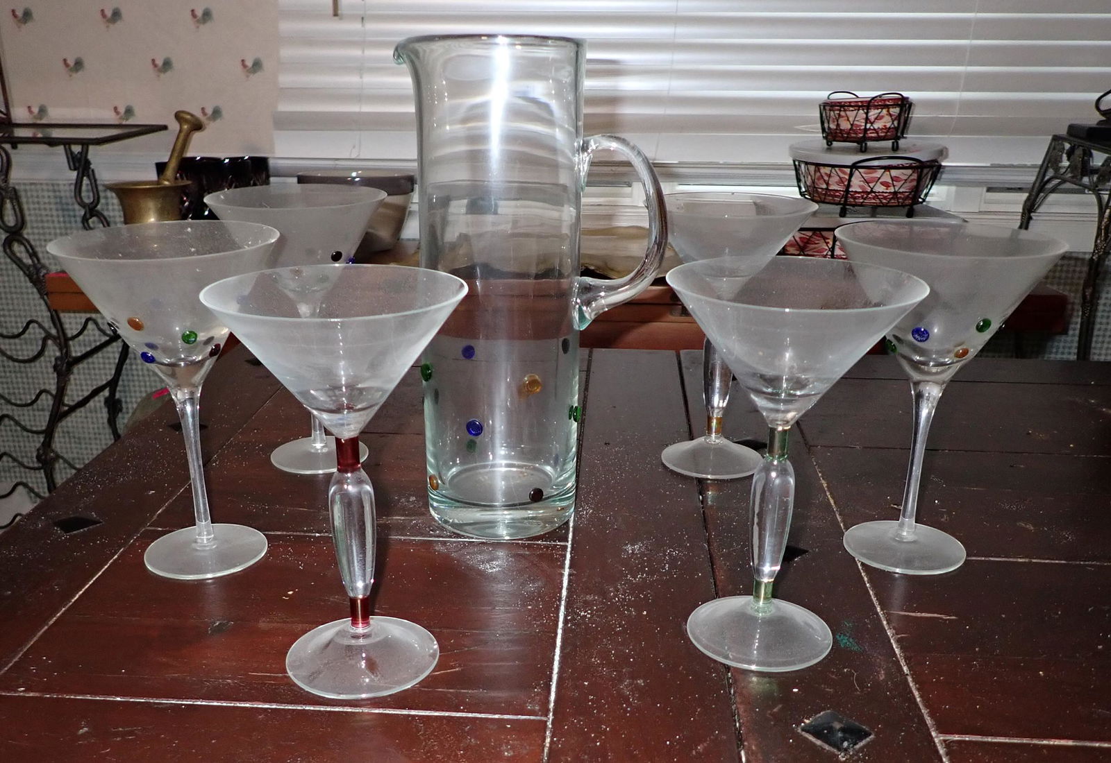 Pitcher w/ Applied Handle & Dots 6 Champagne Glasses (1 of 4)