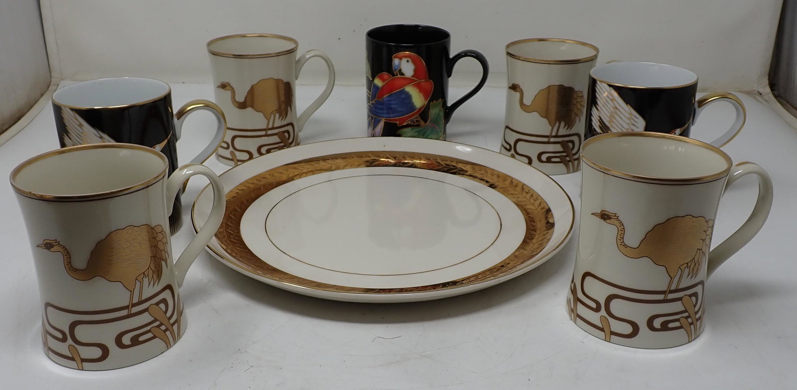 Fitz & Floyd Coffee Cups: There was an extra Parrot cup added, after pics were taken. Plate is not Fitz & Floyd