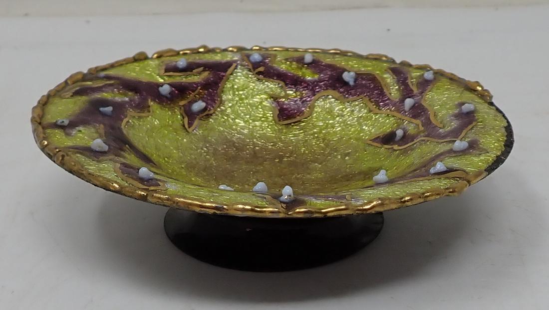 Emaux P Wagner Enameled Dish: 4 7/8" in diameter and 1 1/4" tall.