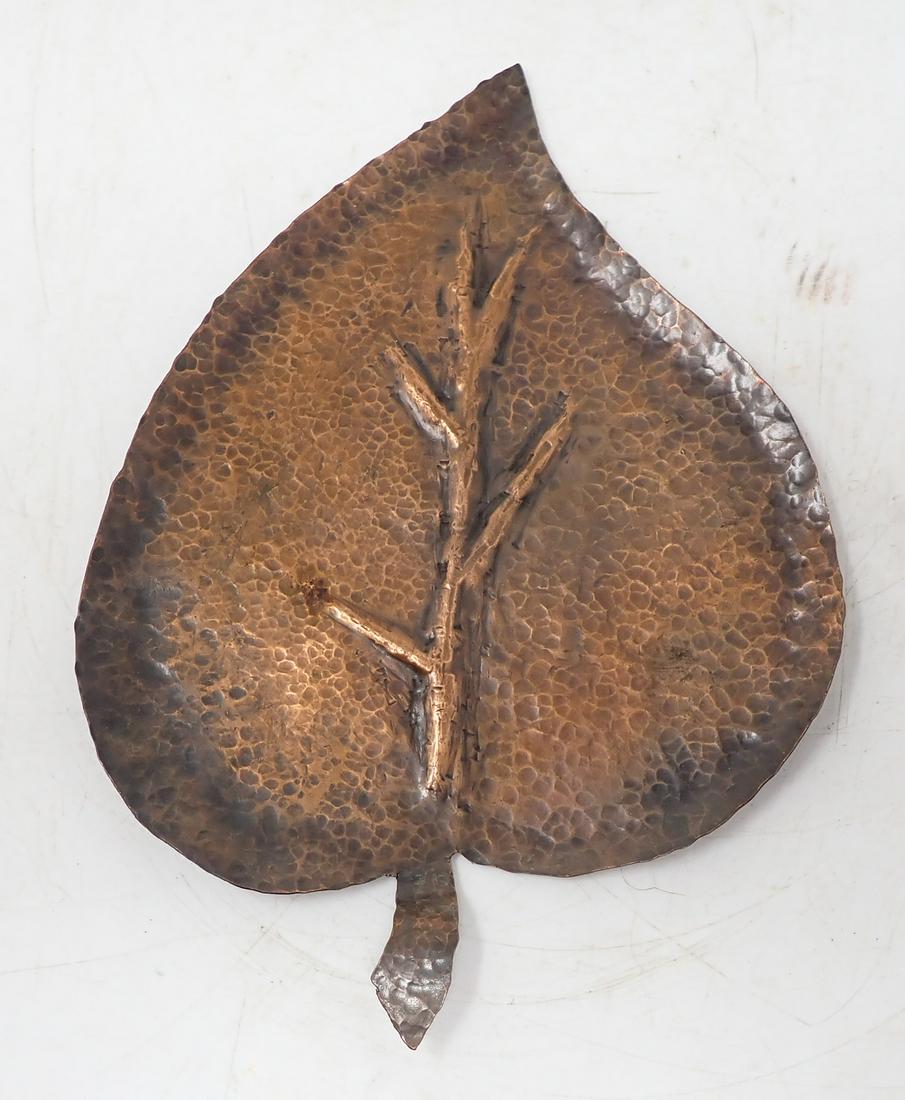 Hammered Copper Leaf Tray Andy 1967 (1 of 3)
