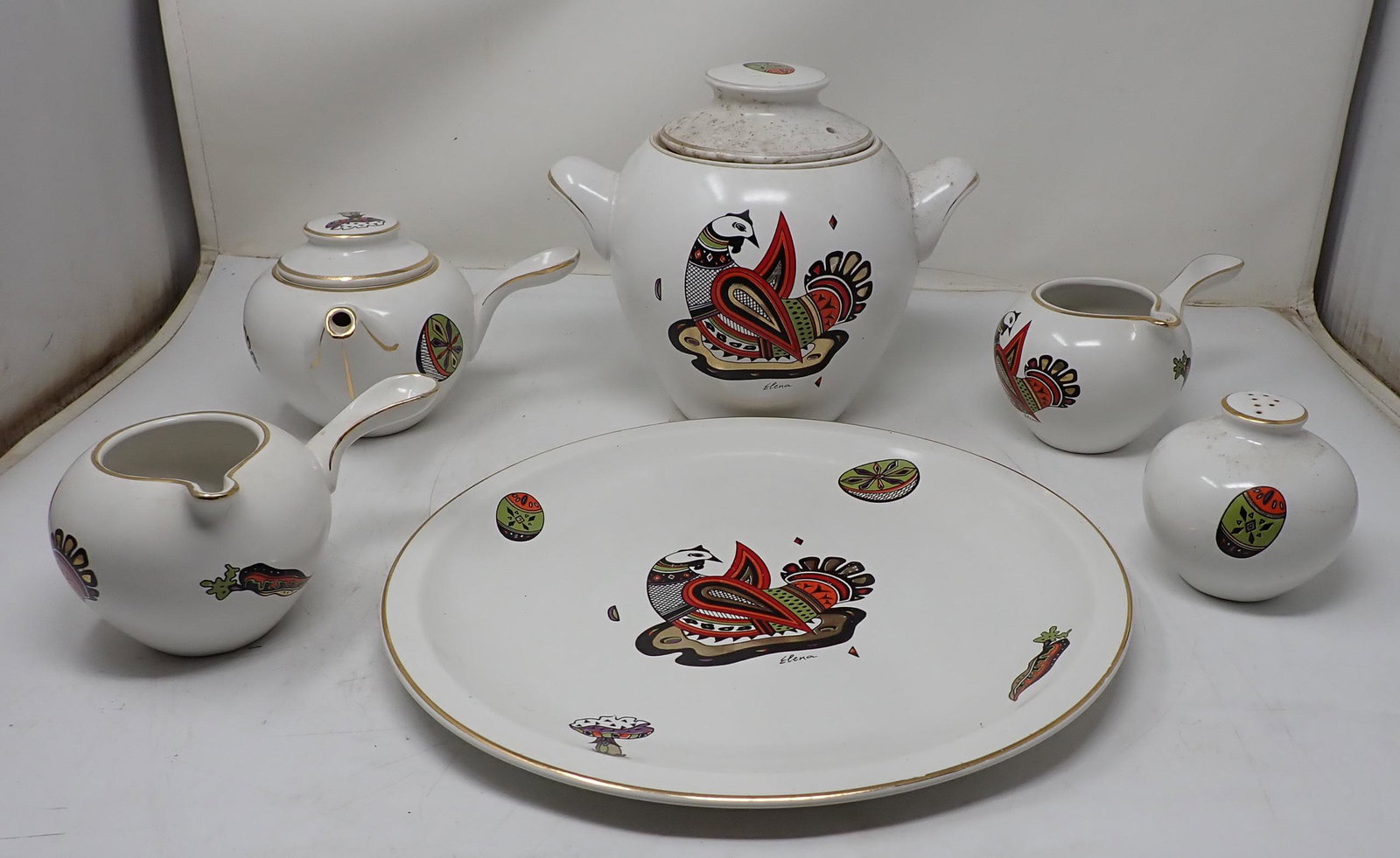 Hostessware Teapot Creamers Platter by Elana: Platter is approx 11 3/4" in diameter