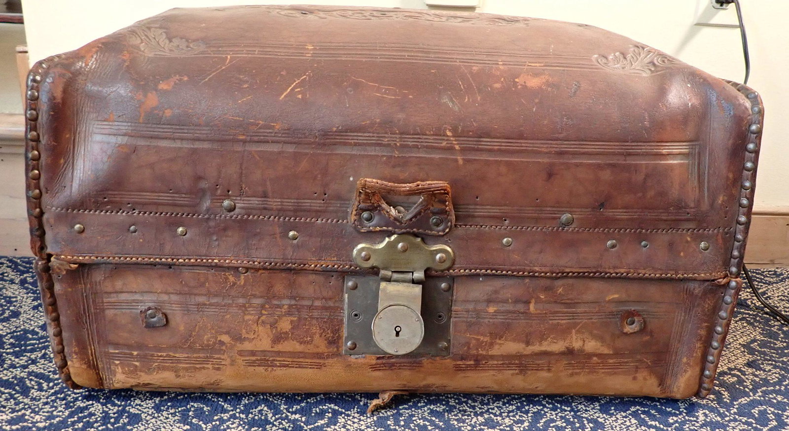 Antique 1864 Leather Chest / Trunk (1 of 12)