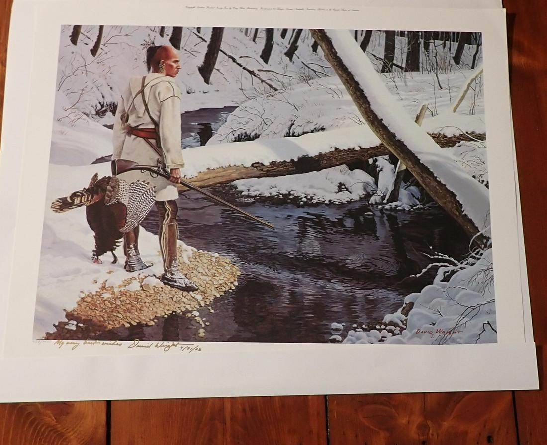Signed & Numbered David Wright Indian w/ Turkey Litho (1 of 7)