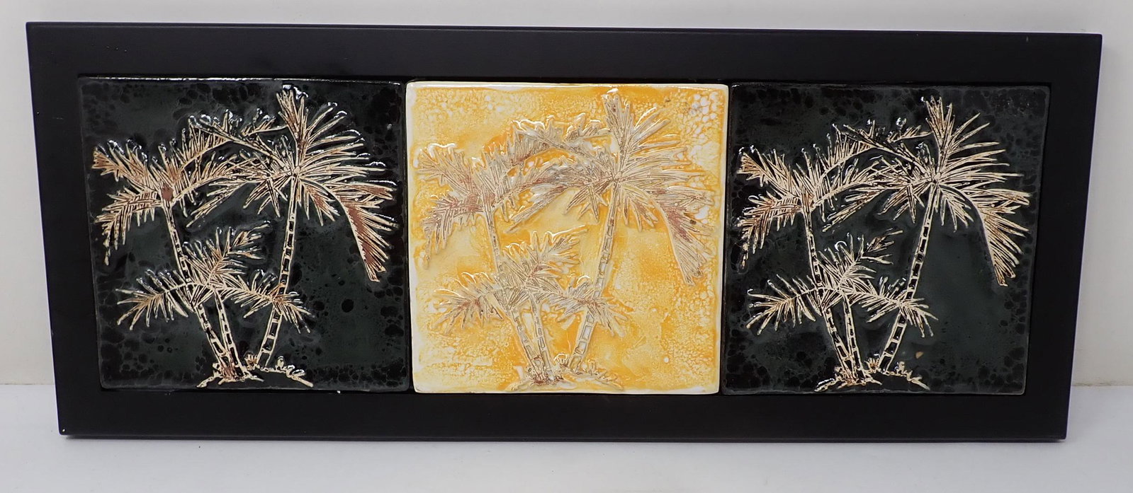 2005 Green Signed Palm Trees Tiles: Total measurements is approx 8 1/4" x 20 1/4"