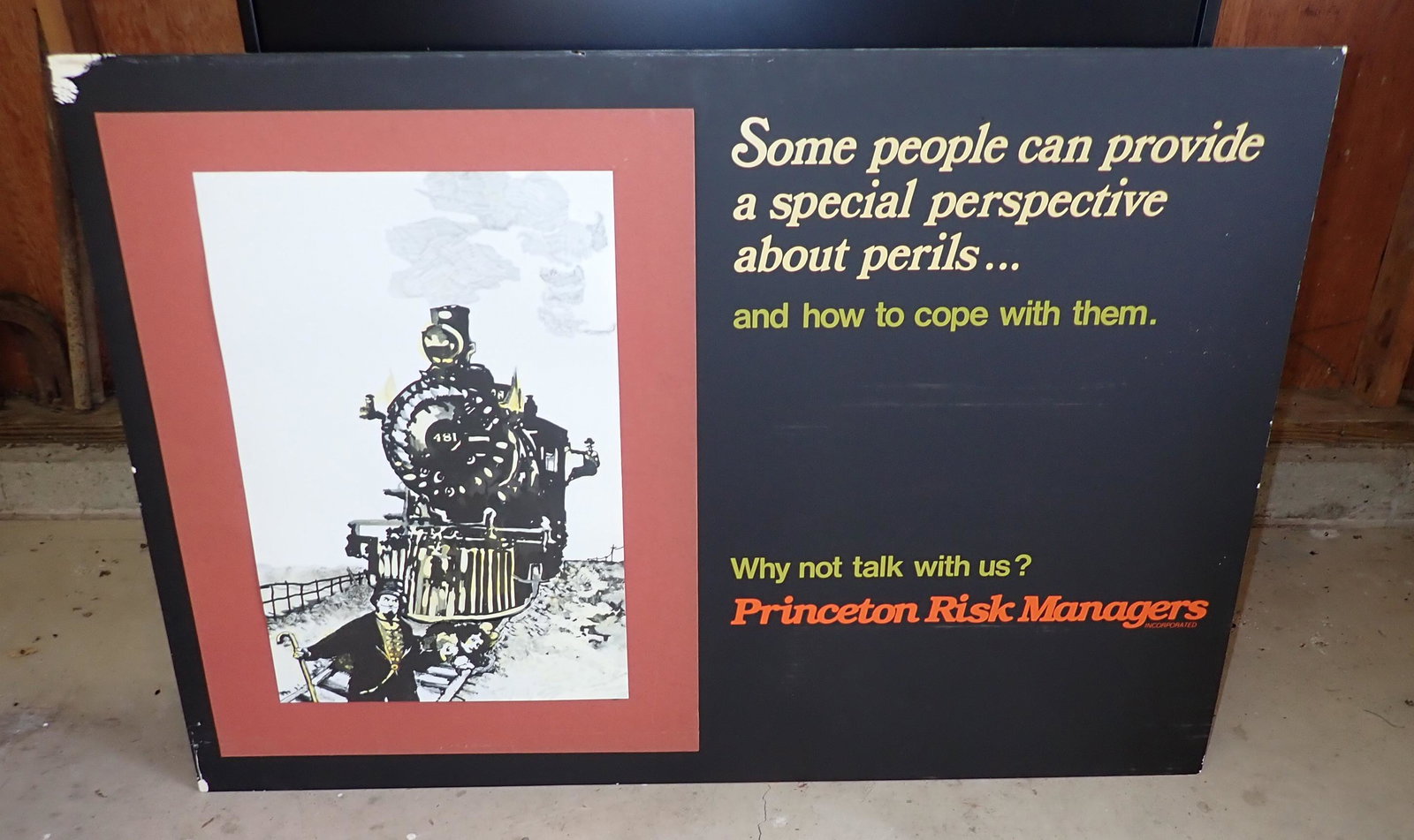 Princeton Risk Managers Advertising Sign w/ Train (1 of 2)