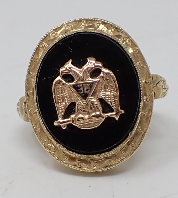 Masonic Double Headed Eagle 14k Gold Ring (1 of 6)