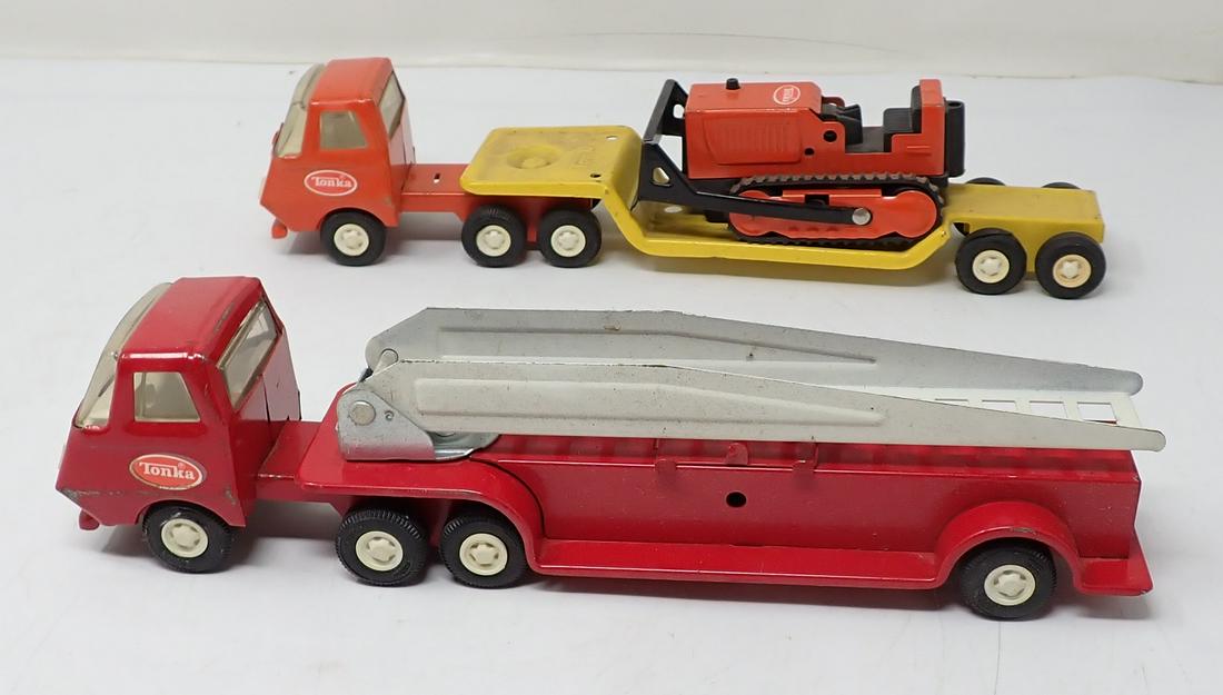 Mini Tonka Fire Truck & Low Boy w/ Bull Dozer (1 of 2)