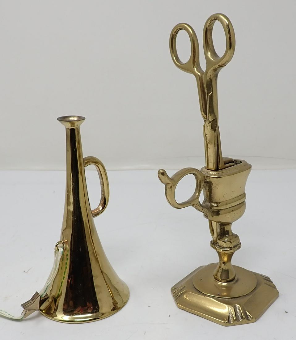 Brass Candle Snuffer & Horn (1 of 2)
