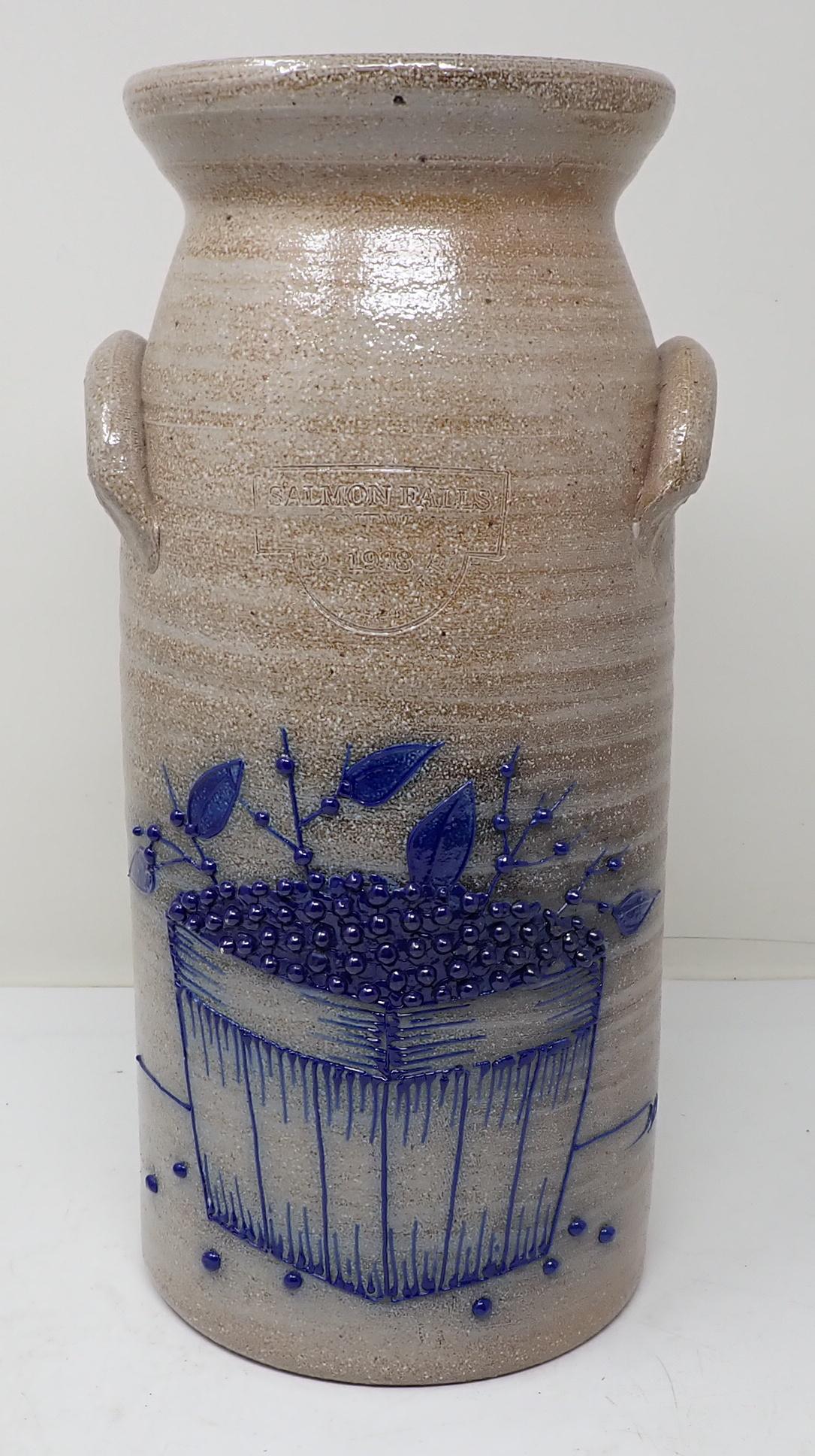 1988 Salmon Falls Blue Decorated Pottery Preserve Jar (1 of 5)