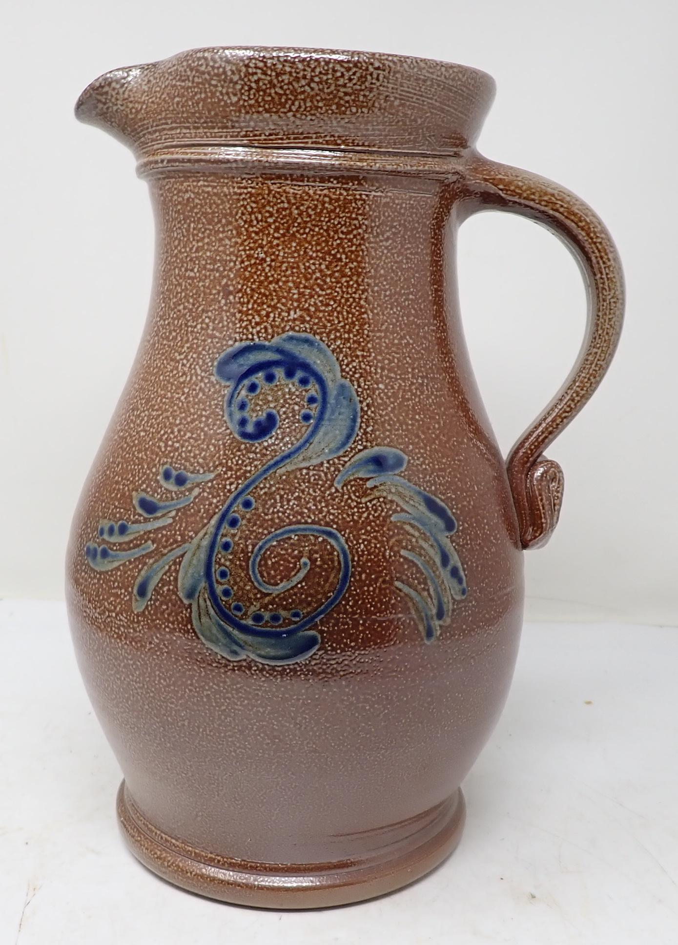 2007 Rowe Pottery Blue Decorated Pitcher (1 of 5)