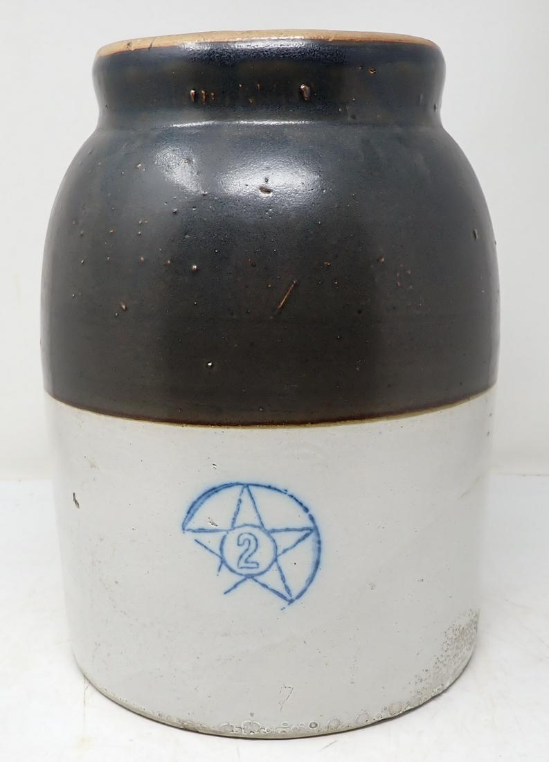 2 Gallon Stoneware Crock: Approx 8 1/2" in diameter and 11 1/4" tall
