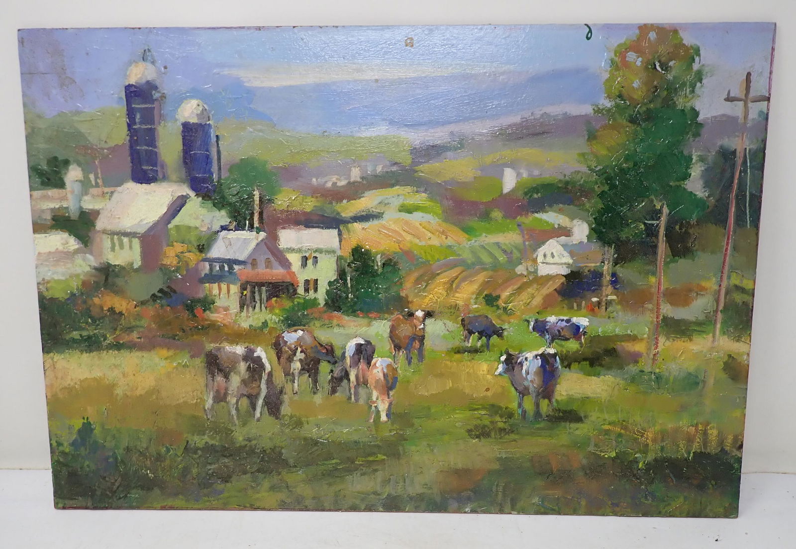 John Reilly Cow Farm Scene Oil on Board (1 of 3)