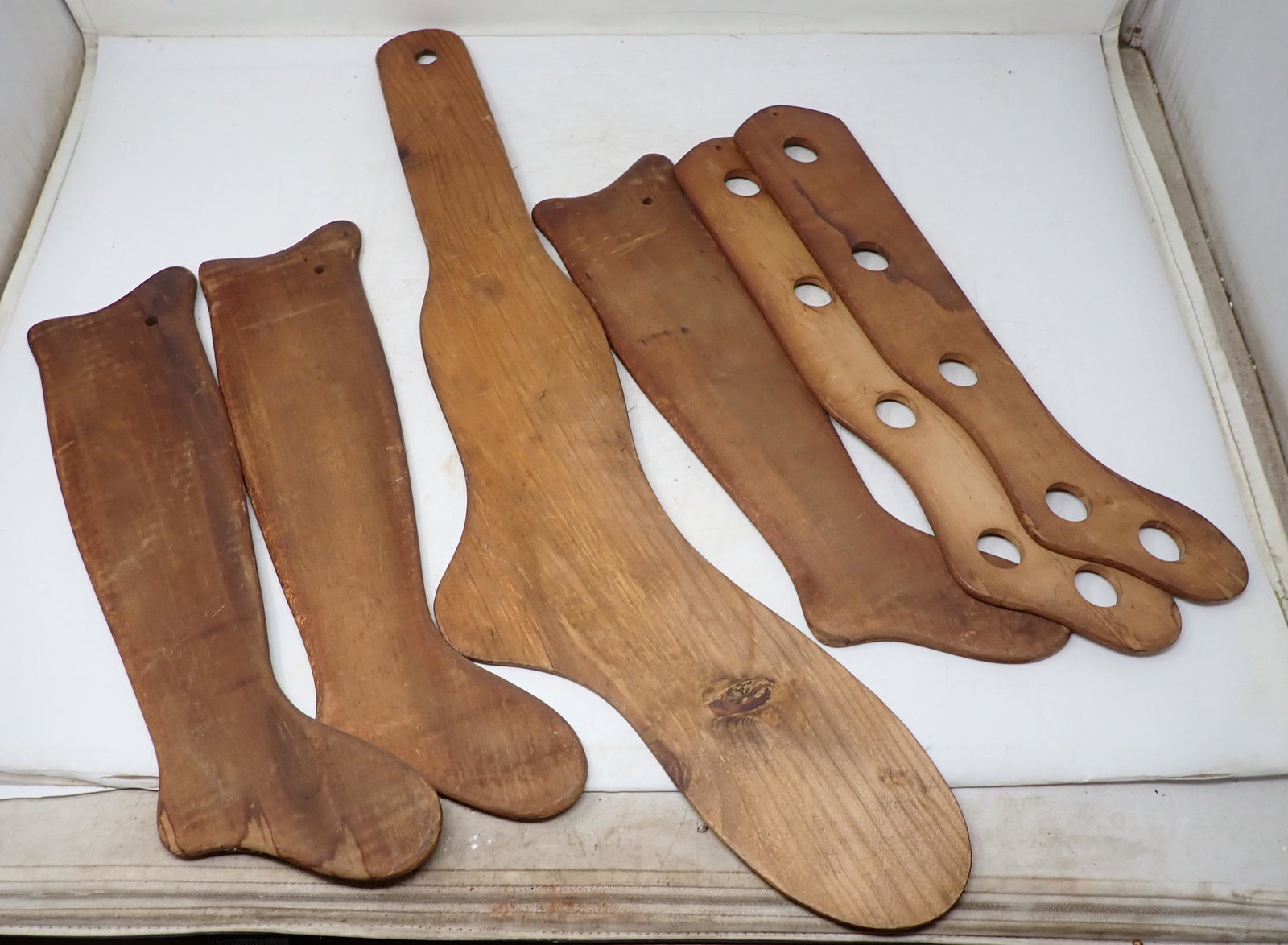 Sock Stretchers: Largest is approx 6" wide ( at widest point) and 26 1/2" long