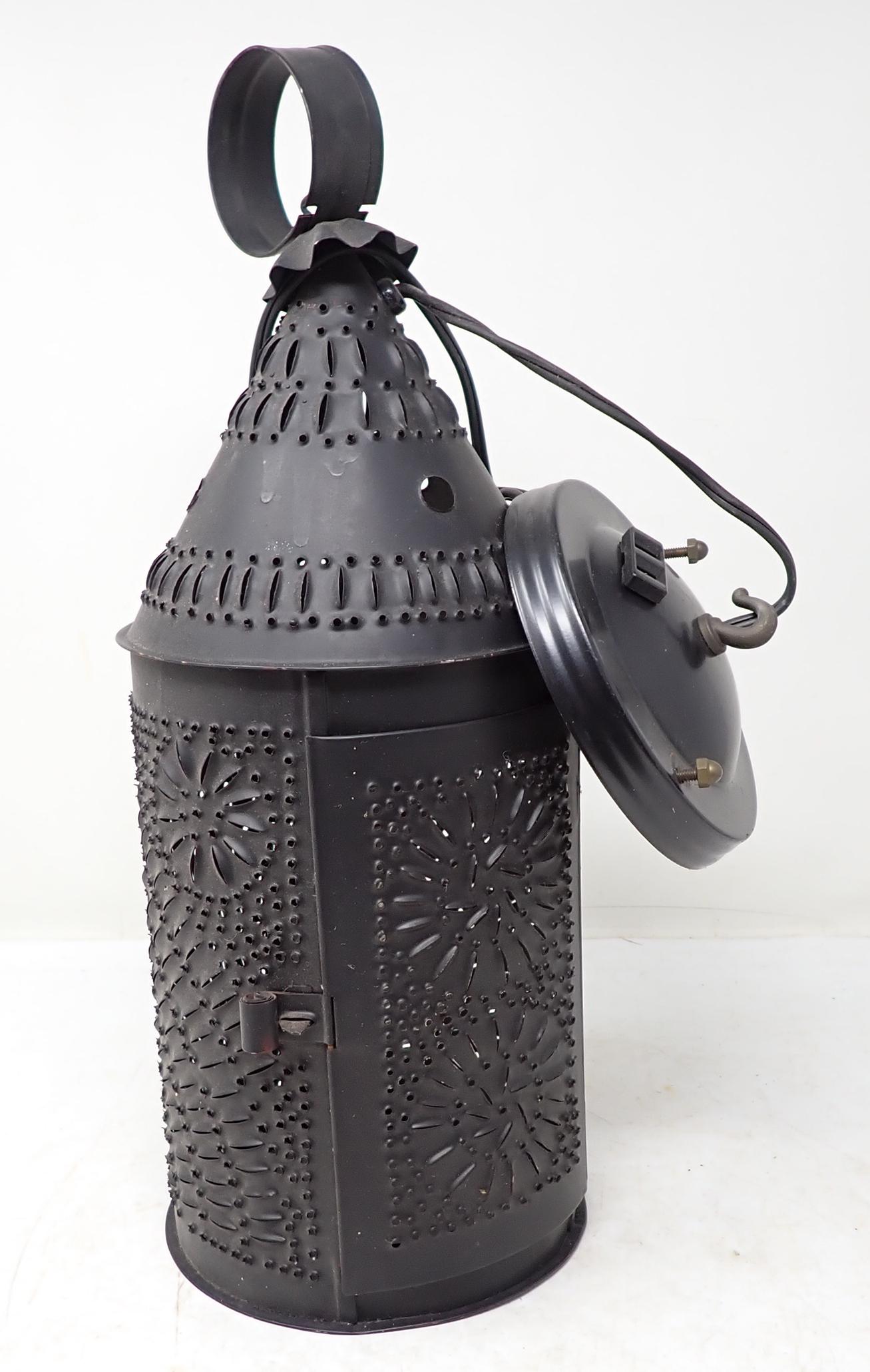 Electrified Pierced Tin Candle Lamp (1 of 2)