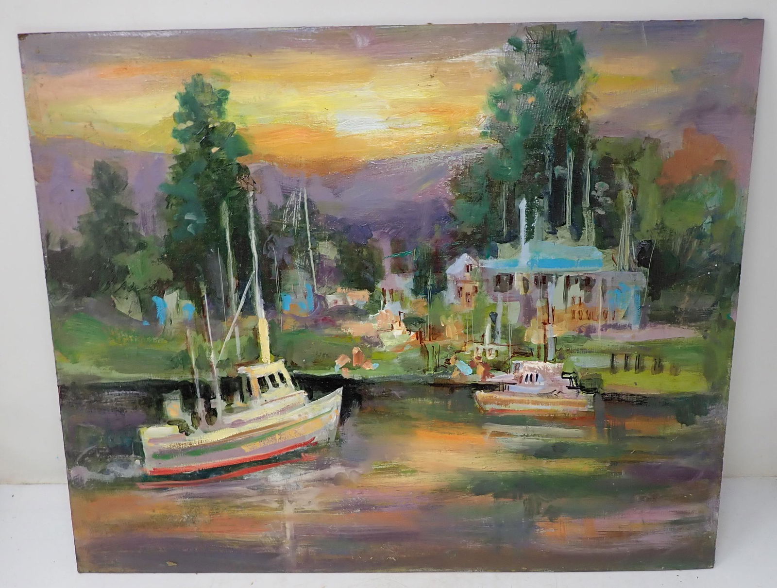 John Reilly Boats Oil Painting on Board (1 of 3)