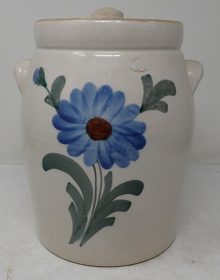 Cookie Jar w/ Hand Painted Flower (1 of 3)