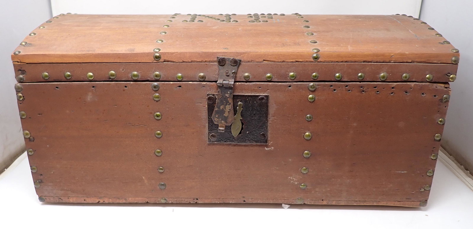 Wooden Chest: Approx 11 1/2" x 21 1/4" x 9 1/4" tall.