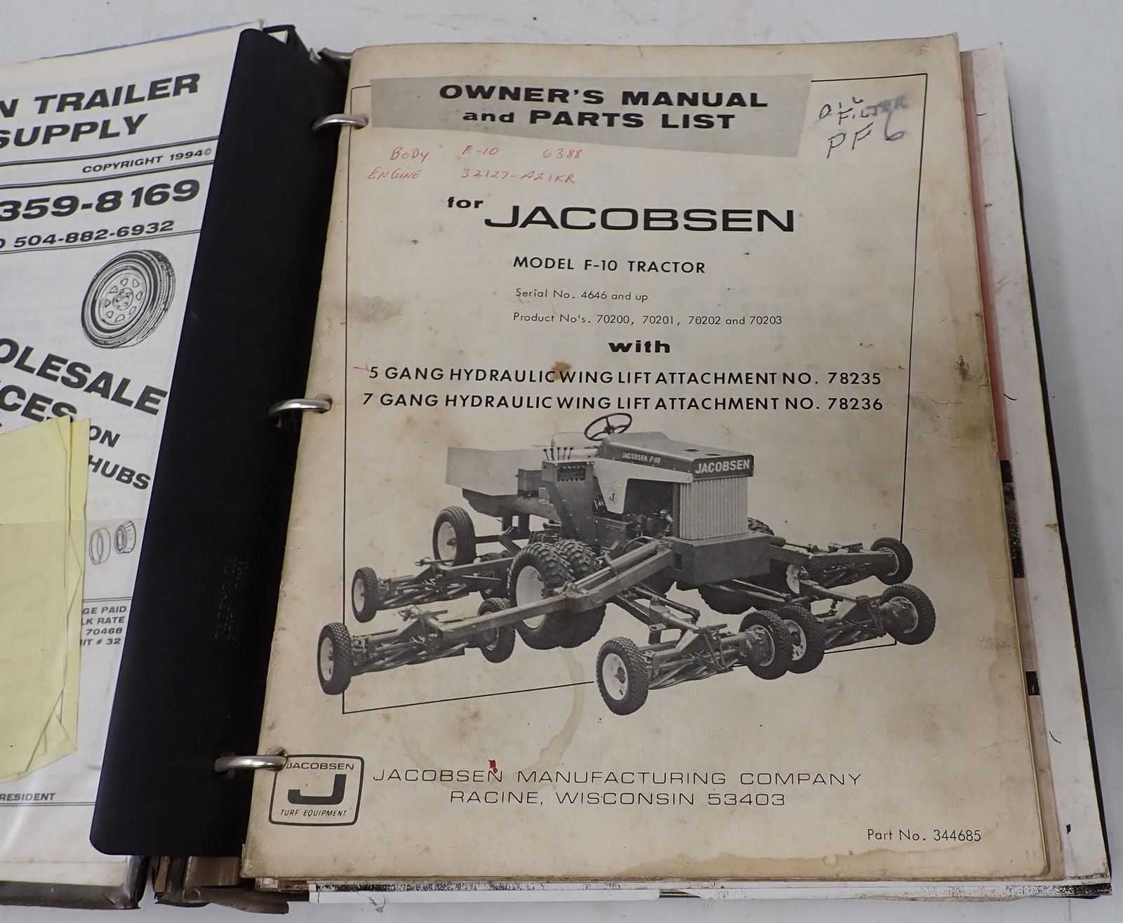 Jacobsen Ford Massey Ferguson Tractor Dealers Binder (1 of 7)