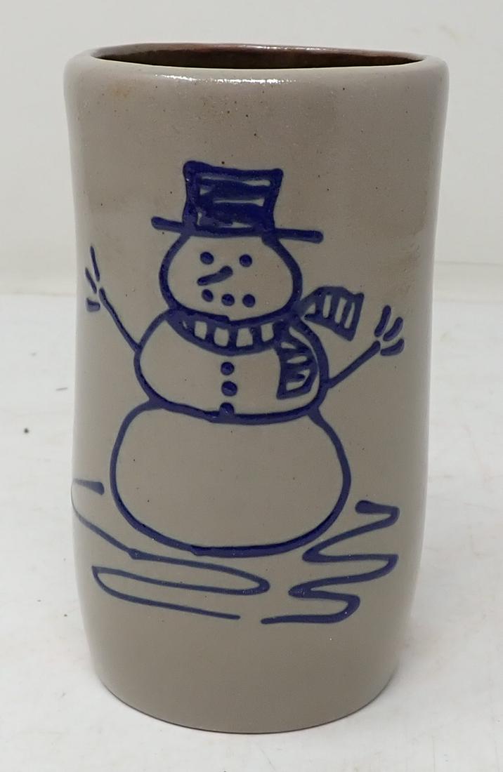 1995 BBP Pottery Snowman Cup: Approx 2 3/4" in diameter and 5" tall