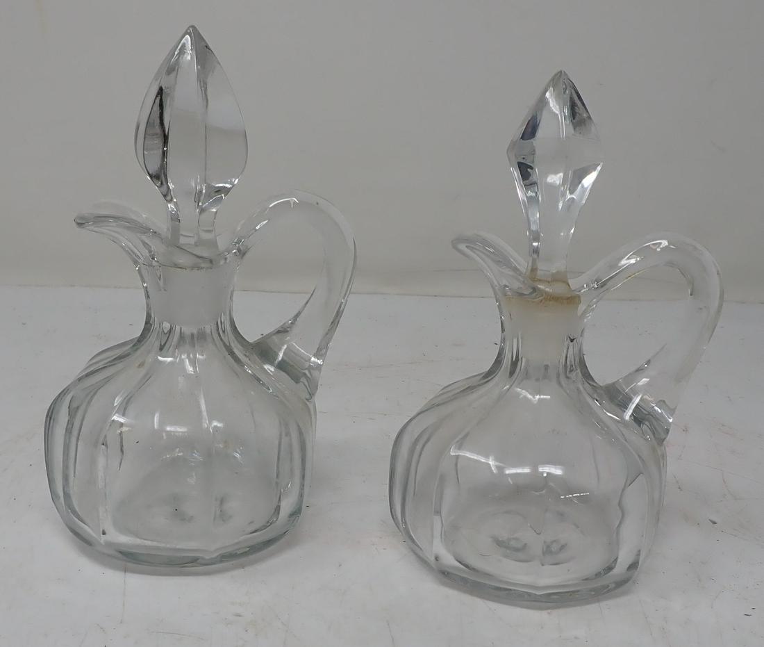 2 Glass Cruets: Tallest is approx 6" tall