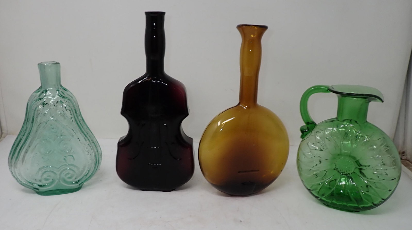 Flask Bottles and Pitcher: Tallest is approx 10" tall