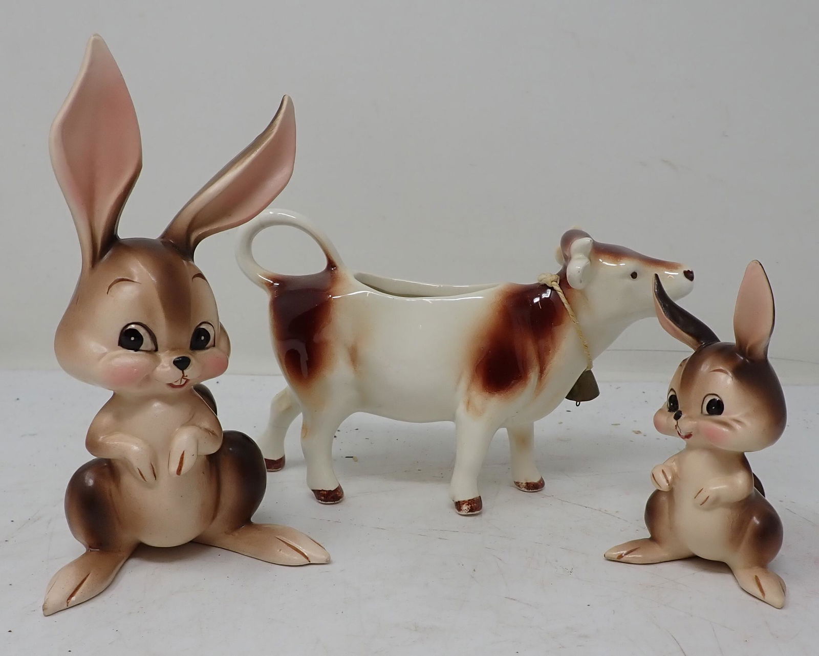 Vintage Rabbit Figurines & Cow Creamer (1 of 1)