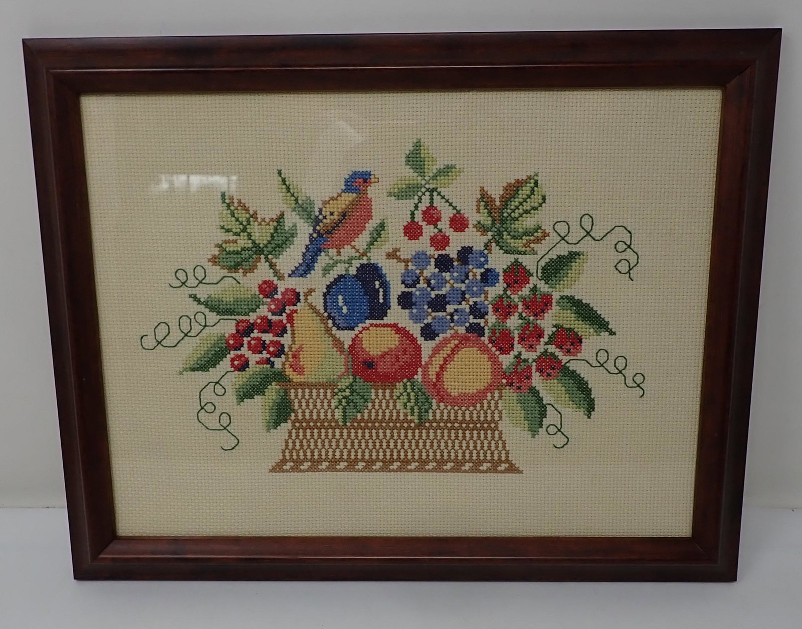 Bird & Fruit Basket Sampler: Approx 10 3/4" x 13 1/2"