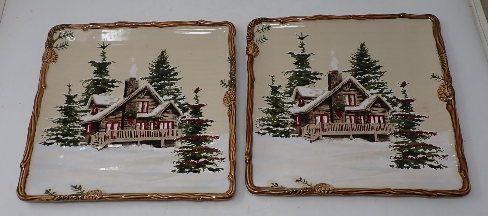 2 St Nicholas Square Snow Valley Plates (1 of 2)
