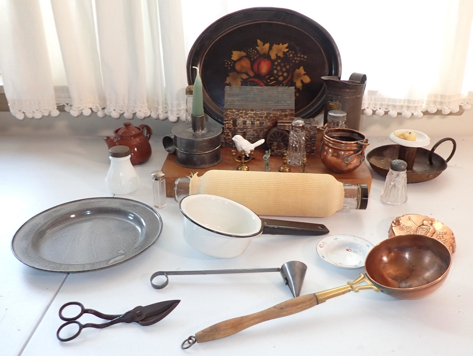 Toleware Tray Glass Rolling Pin Copperware & Misc (1 of 7)