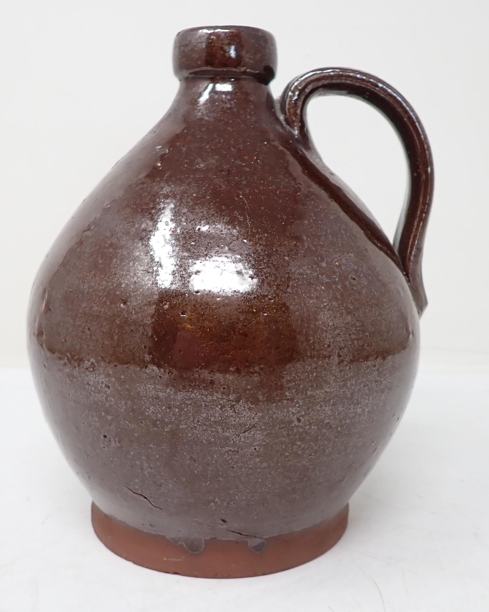 Redware Jug: Approx 5 1/2" in diameter and 7 1/2" tall