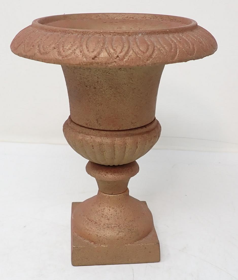 Cast Iron Urn: Approx 6" in diameter and 7 1/2" tall