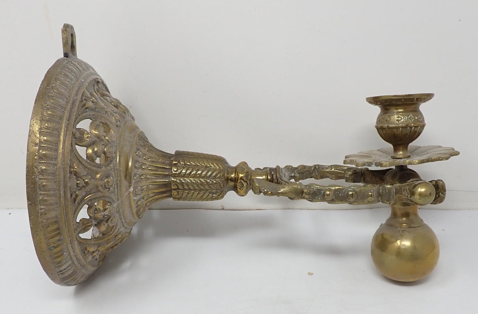 Ornate Nautical Brass Ships Candle Holder: Approx 5 3/4" in diameter and 11 1/4" tall